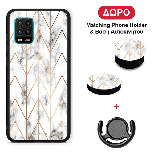 Marble Gold Geometric - Xiaomi Mi 10 Lite θήκη + Δώρο Phone Holder & Βάση Αυτοκινήτου