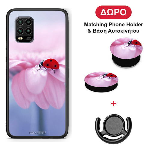 Ladybug Flower - Xiaomi Mi 10 Lite θήκη + Δώρο Phone Holder & Βάση Αυτοκινήτου