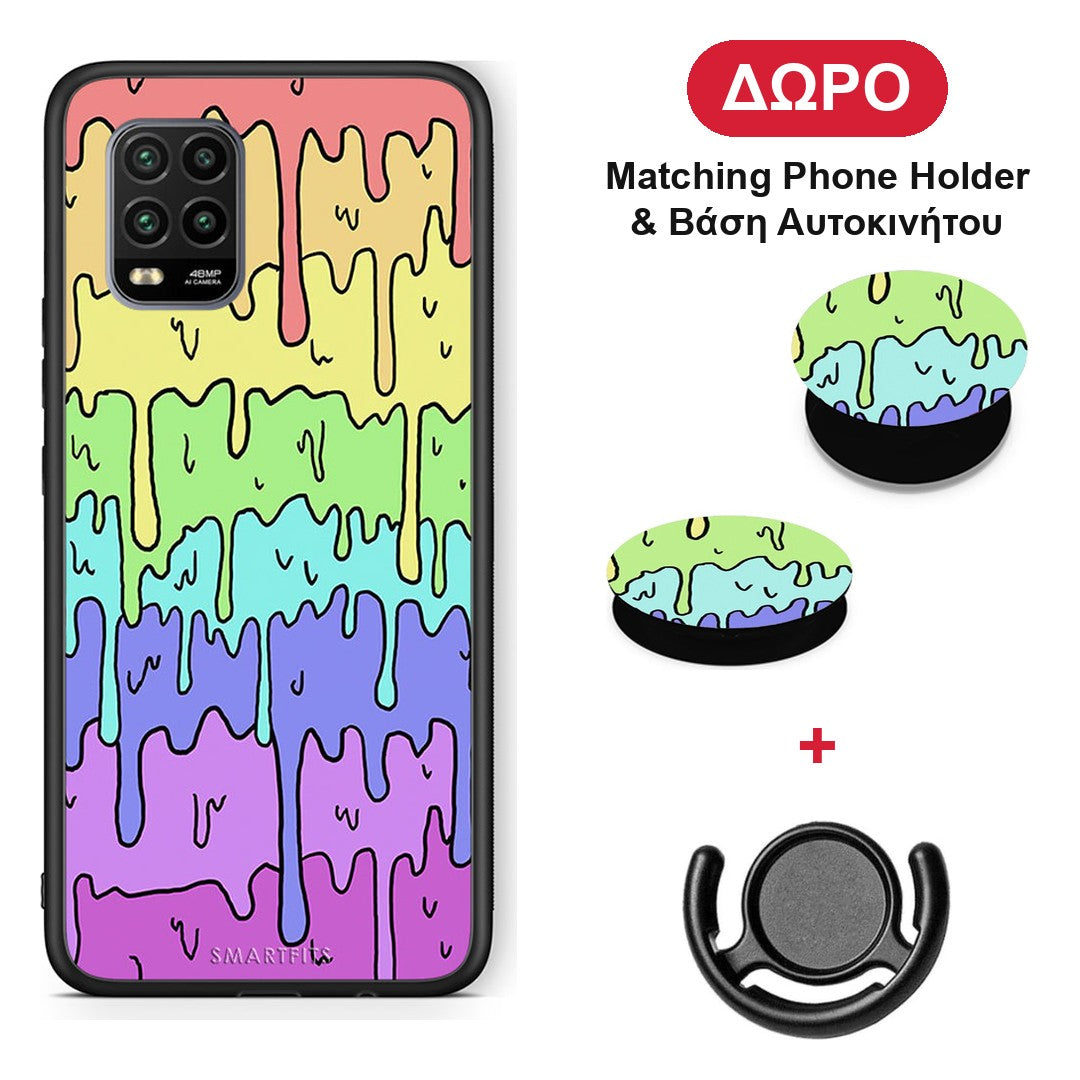 Melting Rainbow - Xiaomi Mi 10 Lite θήκη + Δώρο Phone Holder & Βάση Αυτοκινήτου