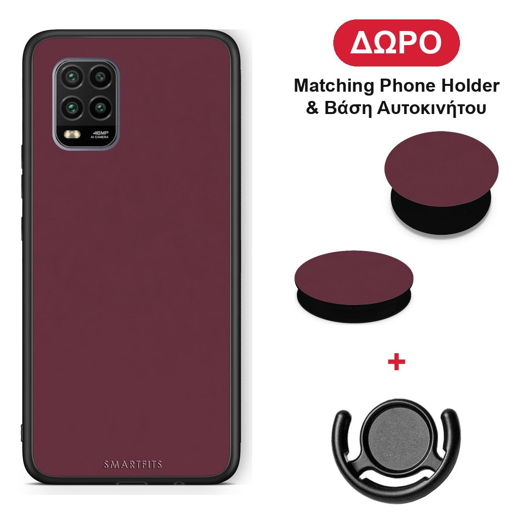 Muted Burgundy - Xiaomi Mi 10 Lite θήκη + Δώρο Phone Holder & Βάση Αυτοκινήτου