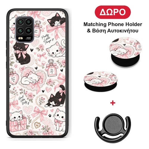 Pink Bows and Kittens Collage - Xiaomi Mi 10 Lite θήκη + Δώρο Phone Holder & Βάση Αυτοκινήτου