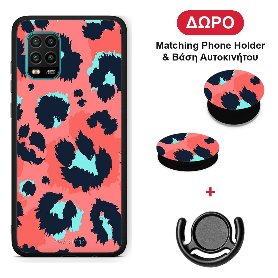 Animal Pink Leopard - Xiaomi Mi 10 Lite θήκη + Δώρο Phone Holder & Βάση Αυτοκινήτου