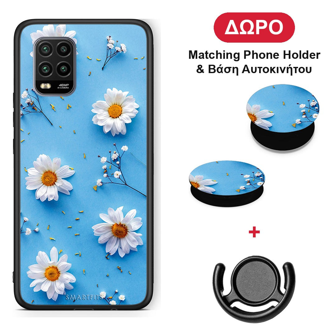 Real Daisies - Xiaomi Mi 10 Lite θήκη + Δώρο Phone Holder & Βάση Αυτοκινήτου