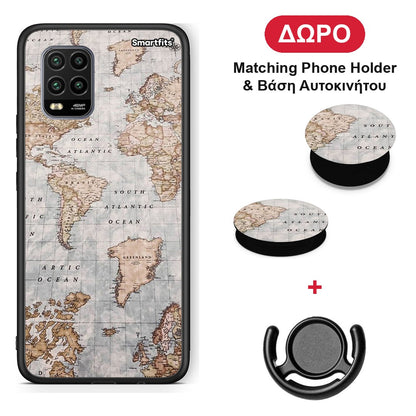 World Map - Xiaomi Mi 10 Lite θήκη + Δώρο Phone Holder & Βάση Αυτοκινήτου