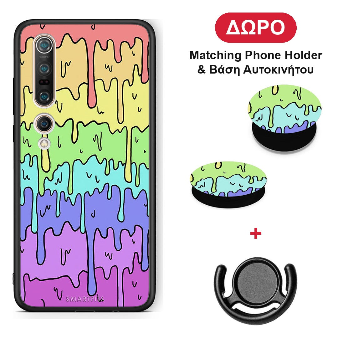 Melting Rainbow - Xiaomi Mi 10 θήκη + Δώρο Phone Holder & Βάση Αυτοκινήτου