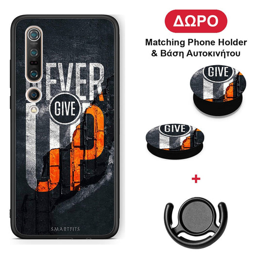 Never Give Up - Xiaomi Mi 10 θήκη + Δώρο Phone Holder & Βάση Αυτοκινήτου