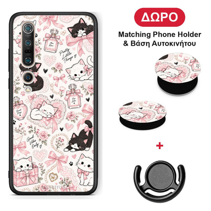 Pink Bows and Kittens Collage - Xiaomi Mi 10 θήκη + Δώρο Phone Holder & Βάση Αυτοκινήτου