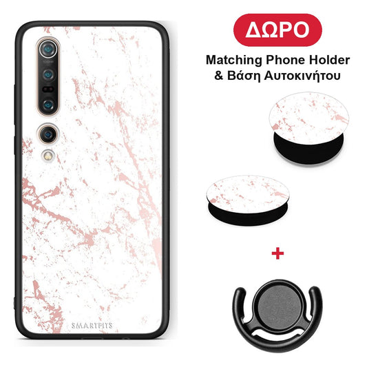 Marble Pink Splash - Xiaomi Mi 10 θήκη + Δώρο Phone Holder & Βάση Αυτοκινήτου