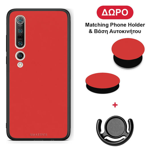 Poppy Red - Xiaomi Mi 10 θήκη + Δώρο Phone Holder & Βάση Αυτοκινήτου