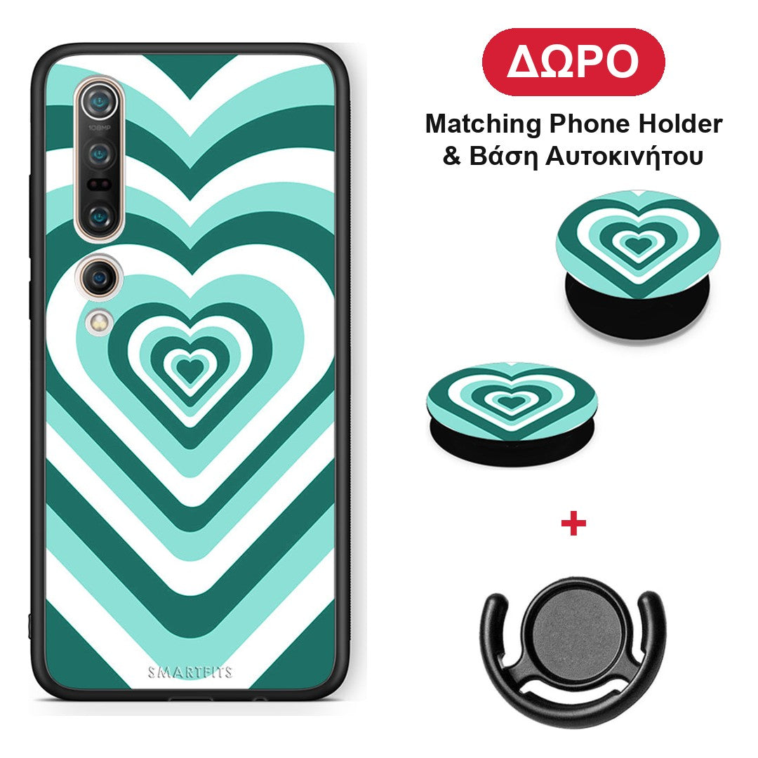 Green Hearts - Xiaomi Mi 10 Pro θήκη + Δώρο Phone Holder & Βάση Αυτοκινήτου