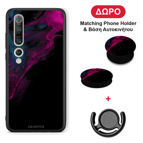 Watercolor Pink Black - Xiaomi Mi 10 Pro θήκη + Δώρο Phone Holder & Βάση Αυτοκινήτου