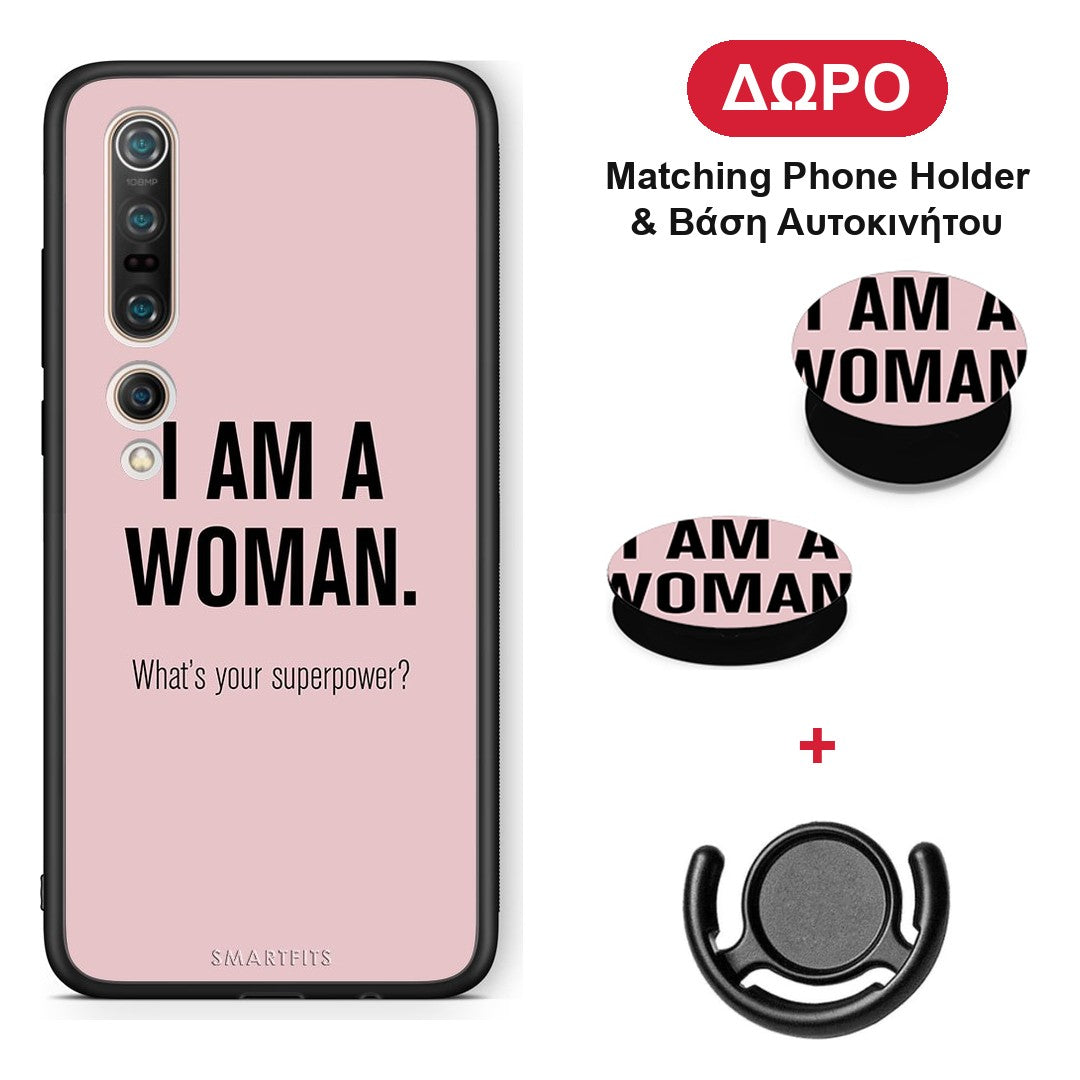 Superpower Woman - Xiaomi Mi 10 θήκη + Δώρο Phone Holder & Βάση Αυτοκινήτου
