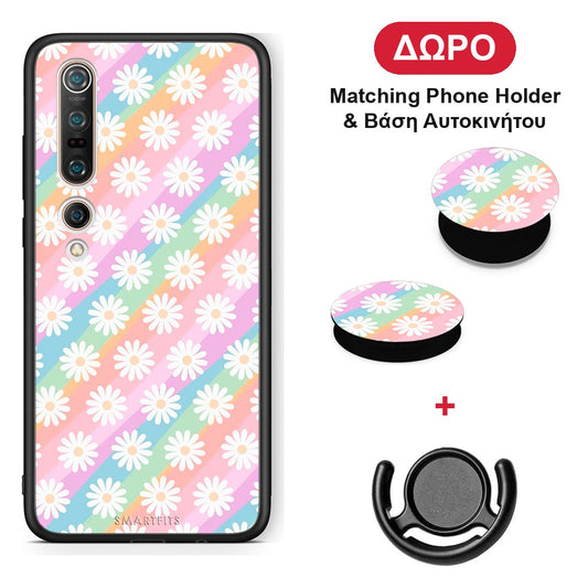 White Daisies - Xiaomi Mi 10 θήκη + Δώρο Phone Holder & Βάση Αυτοκινήτου