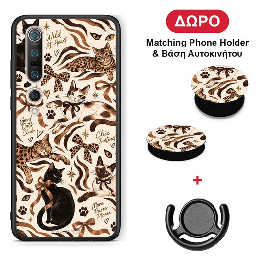 Wild Cats and Animal Print Collage - Xiaomi Mi 10 θήκη + Δώρο Phone Holder & Βάση Αυτοκινήτου