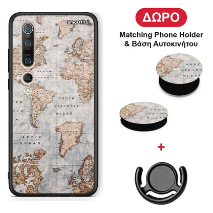 World Map - Xiaomi Mi 10 θήκη + Δώρο Phone Holder & Βάση Αυτοκινήτου