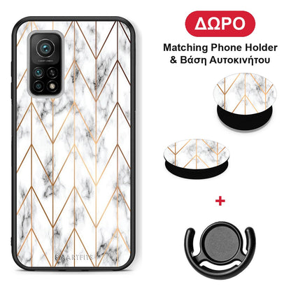 Marble Gold Geometric - Xiaomi Mi 10T / 10T Pro θήκη + Δώρο Phone Holder & Βάση Αυτοκινήτου