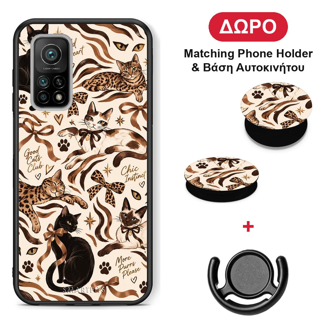 Wild Cats and Animal Print Collage - Xiaomi Mi 10T / 10T Pro θήκη + Δώρο Phone Holder & Βάση Αυτοκινήτου