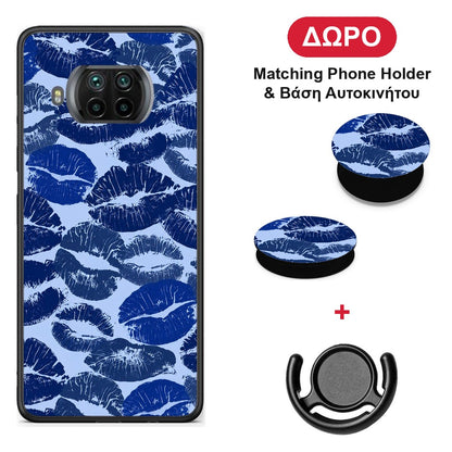 Blue Lipstick Kisses - Xiaomi Mi 10T Lite θήκη + Δώρο Phone Holder & Βάση Αυτοκινήτου