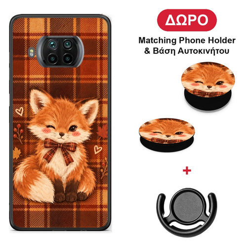 Fox on Autumn Tartan - Xiaomi Mi 10T Lite θήκη + Δώρο Phone Holder & Βάση Αυτοκινήτου