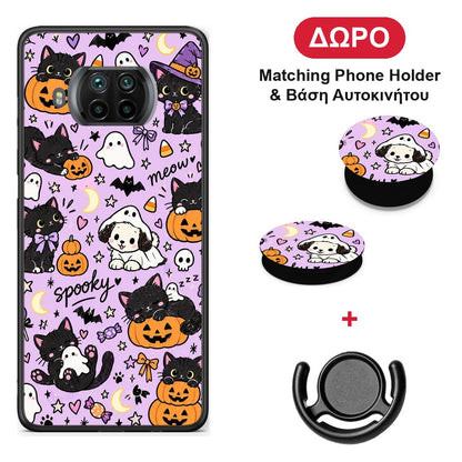 Halloween Black Cats on Lilac - Xiaomi Mi 10T Lite θήκη + Δώρο Phone Holder & Βάση Αυτοκινήτου