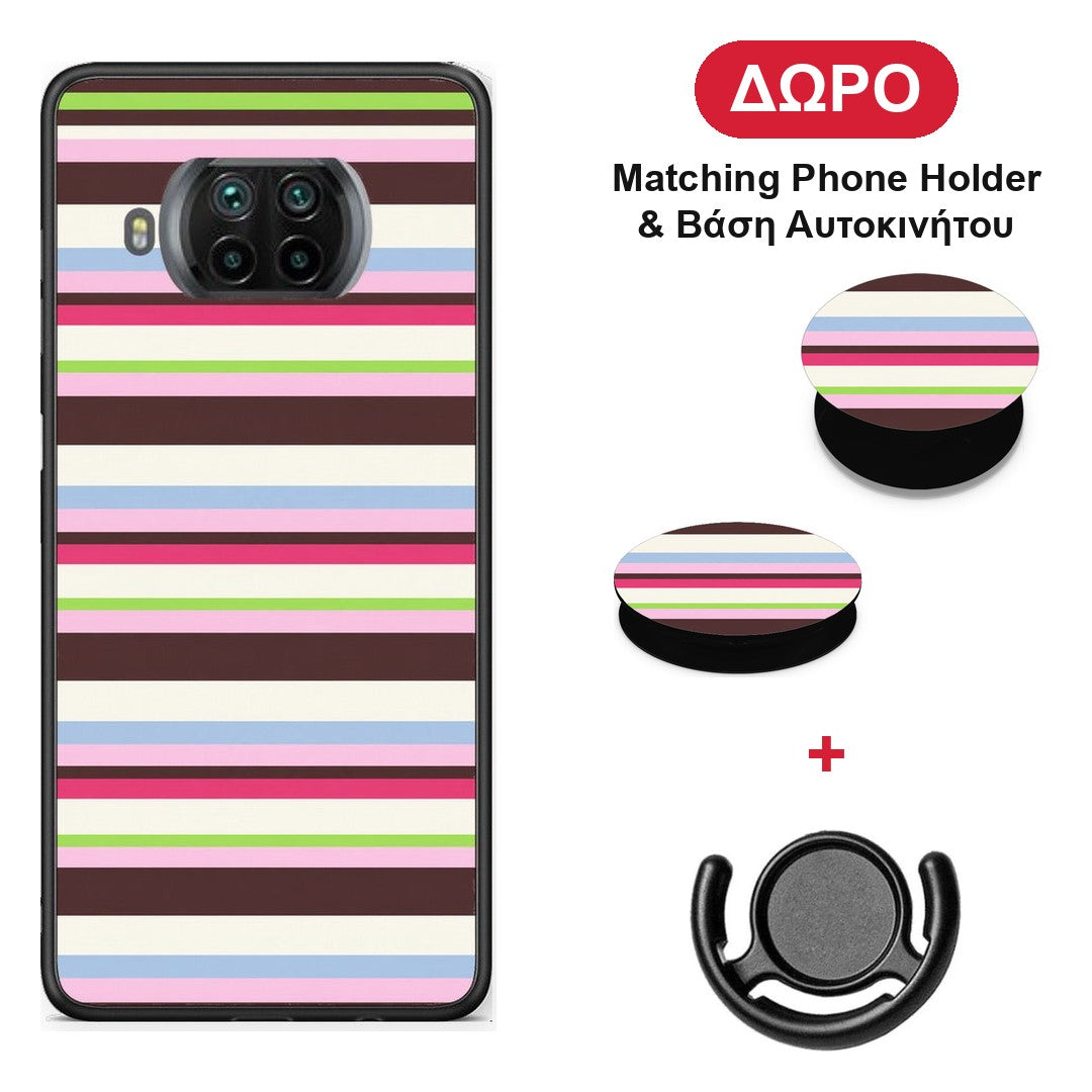 Multicolour Horizontal Stripes - Xiaomi Mi 10T Lite θήκη + Δώρο Phone Holder & Βάση Αυτοκινήτου