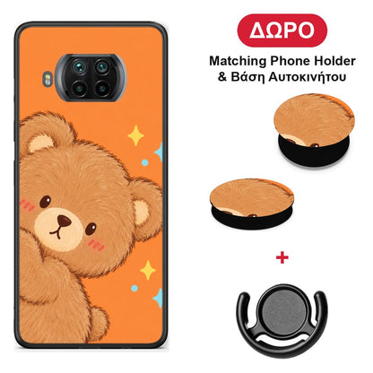 Peekaboo Teddy on Orange - Xiaomi Mi 10T Lite θήκη + Δώρο Phone Holder & Βάση Αυτοκινήτου
