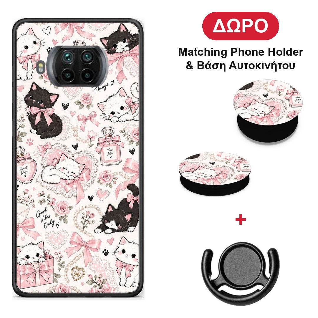 Pink Bows and Kittens Collage - Xiaomi Mi 10T Lite θήκη + Δώρο Phone Holder & Βάση Αυτοκινήτου