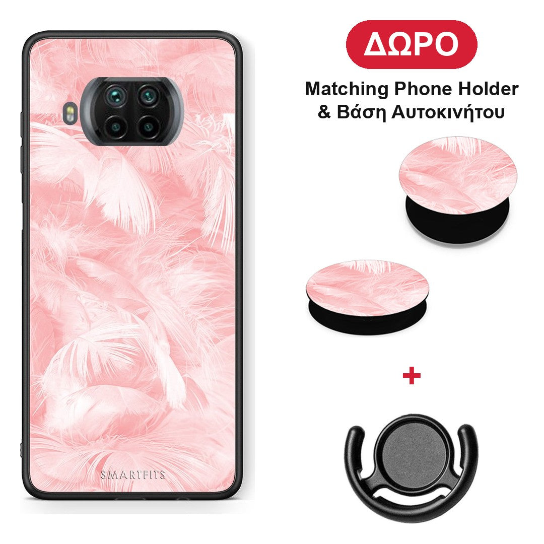 Boho Pink Feather - Xiaomi Mi 10T Lite θήκη + Δώρο Phone Holder & Βάση Αυτοκινήτου