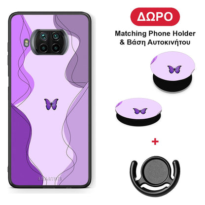 Purple Mariposa - Xiaomi Mi 10T Lite θήκη + Δώρο Phone Holder & Βάση Αυτοκινήτου