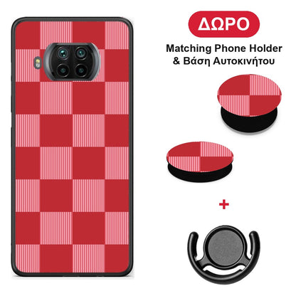 Red and Pink Striped Checks - Xiaomi Mi 10T Lite θήκη + Δώρο Phone Holder & Βάση Αυτοκινήτου