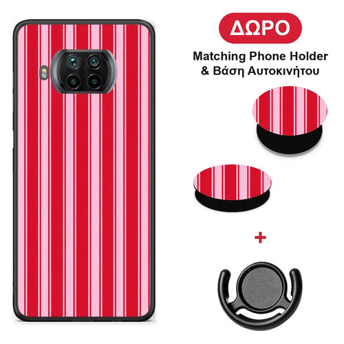 Red and Pink Vertical Pinstripes - Xiaomi Mi 10T Lite θήκη + Δώρο Phone Holder & Βάση Αυτοκινήτου