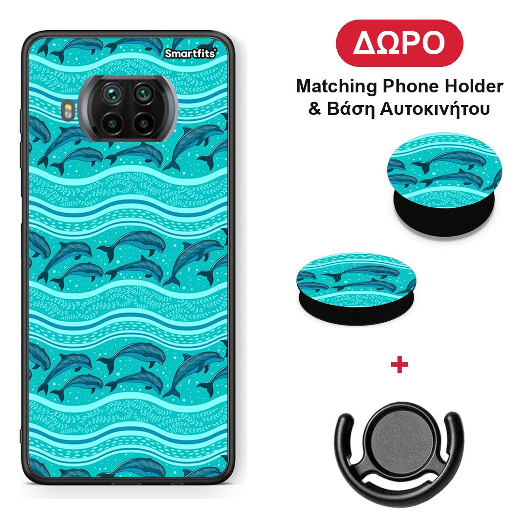 Swimming Dolphins - Xiaomi Mi 10T Lite θήκη + Δώρο Phone Holder & Βάση Αυτοκινήτου