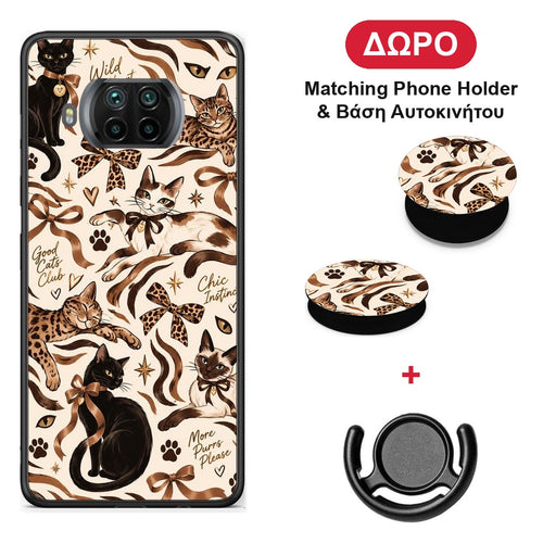Wild Cats and Animal Print Collage - Xiaomi Mi 10T Lite θήκη + Δώρο Phone Holder & Βάση Αυτοκινήτου