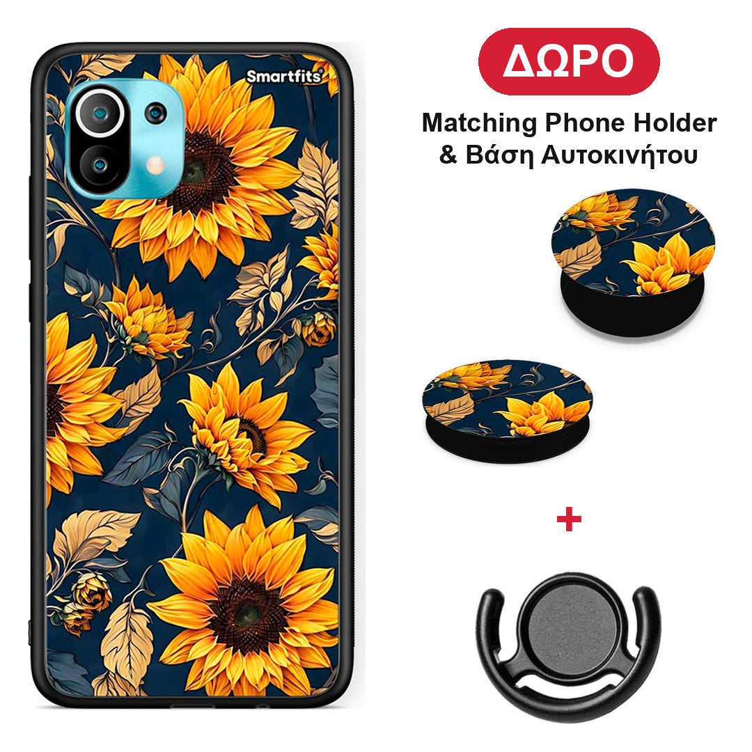 Autumn Sunflowers - Xiaomi Mi 11 / 11 Pro θήκη + Δώρο Phone Holder & Βάση Αυτοκινήτου