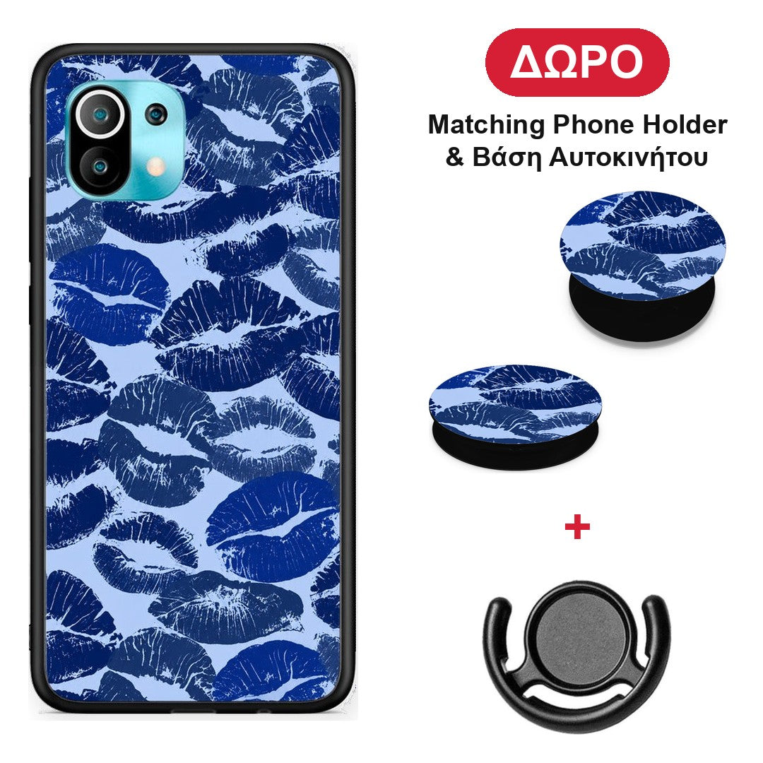 Blue Lipstick Kisses - Xiaomi Mi 11 / 11 Pro θήκη + Δώρο Phone Holder & Βάση Αυτοκινήτου
