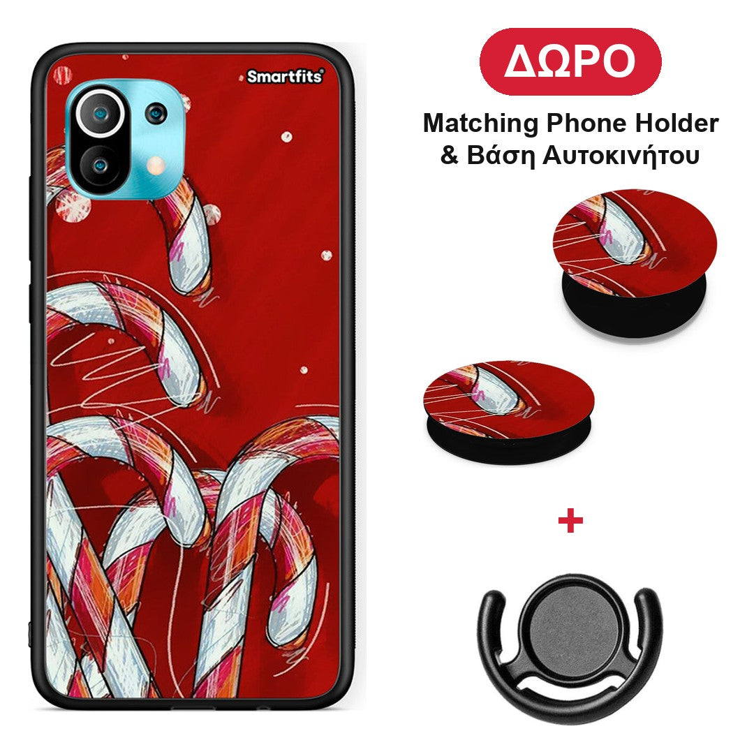 Candy Cane - Xiaomi Mi 11 / 11 Pro θήκη + Δώρο Phone Holder & Βάση Αυτοκινήτου