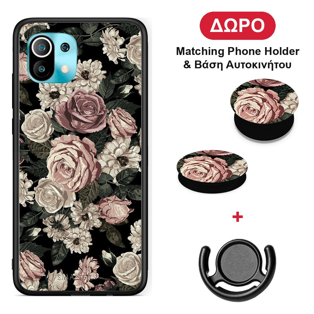 Flower Wild Roses - Xiaomi Mi 11 / 11 Pro θήκη + Δώρο Phone Holder & Βάση Αυτοκινήτου