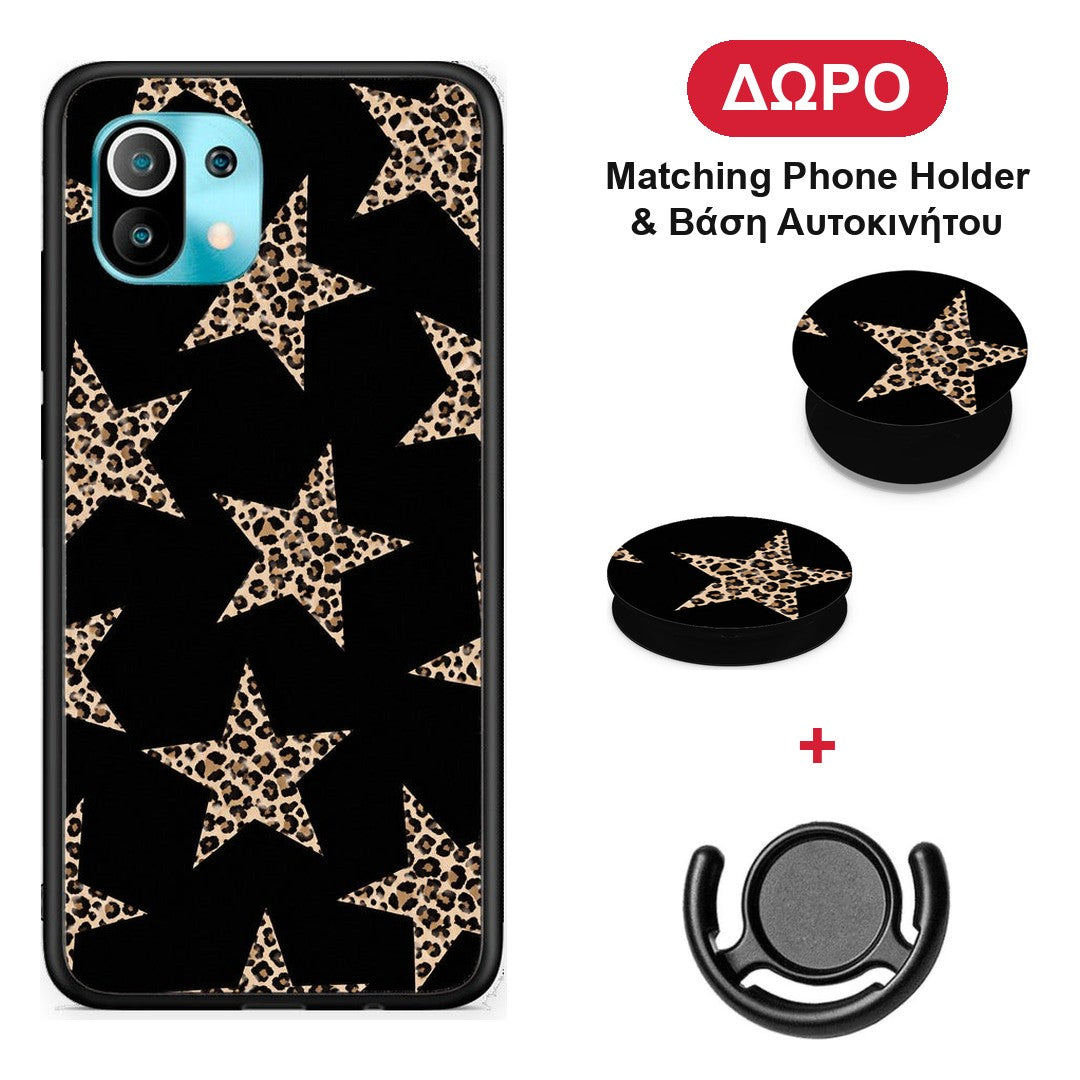 Leopard Stars on Black - Xiaomi Mi 11 / 11 Pro θήκη + Δώρο Phone Holder & Βάση Αυτοκινήτου