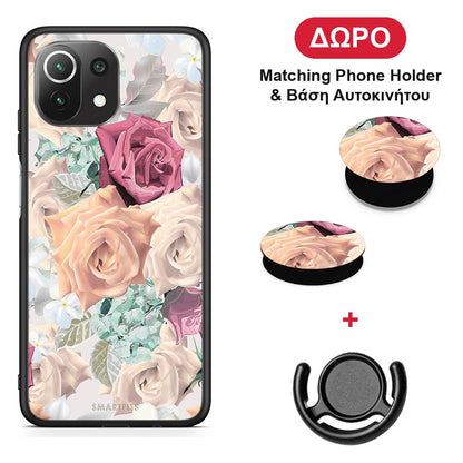 Floral Bouquet - Xiaomi 11 Lite 5G NE / Mi 11 Lite θήκη + Δώρο Phone Holder & Βάση Αυτοκινήτου
