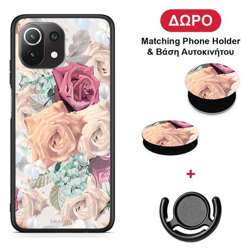 Floral Bouquet - Xiaomi 11 Lite 5G NE / Mi 11 Lite θήκη + Δώρο Phone Holder & Βάση Αυτοκινήτου