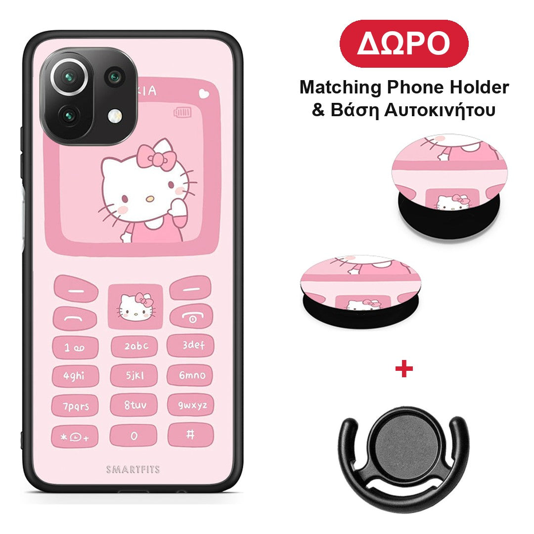 Hello Kitten - Xiaomi 11 Lite 5G NE / Mi 11 Lite θήκη + Δώρο Phone Holder & Βάση Αυτοκινήτου