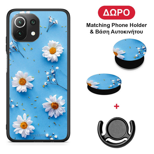 Real Daisies - Xiaomi 11 Lite 5G NE / Mi 11 Lite θήκη + Δώρο Phone Holder & Βάση Αυτοκινήτου