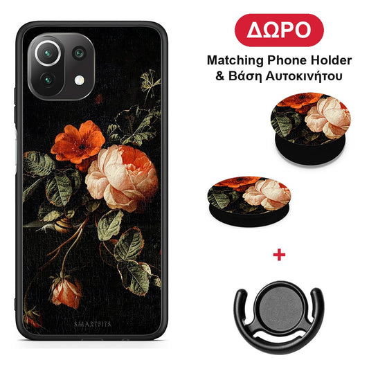 Vintage Roses - Xiaomi 11 Lite 5G NE / Mi 11 Lite θήκη + Δώρο Phone Holder & Βάση Αυτοκινήτου