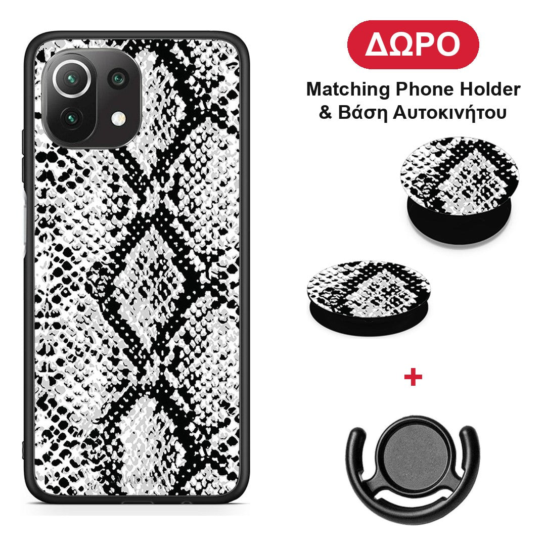 Animal White Snake - Xiaomi 11 Lite 5G NE / Mi 11 Lite θήκη + Δώρο Phone Holder & Βάση Αυτοκινήτου