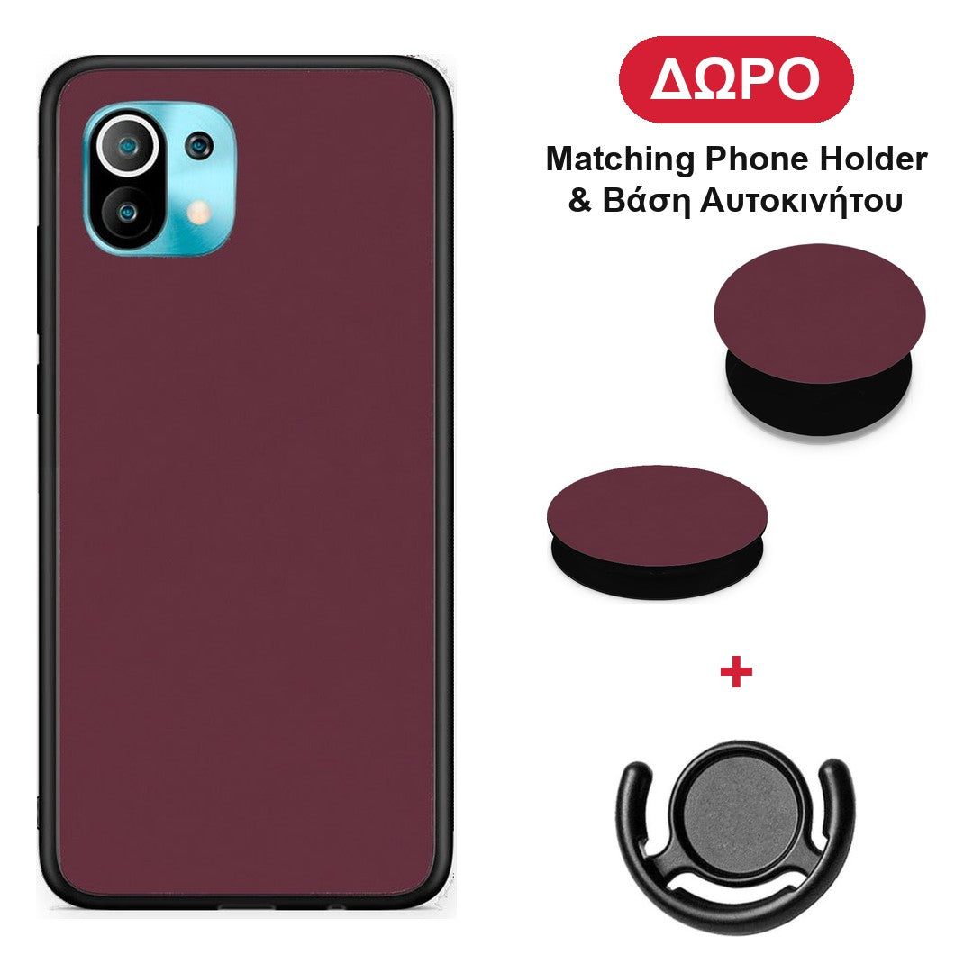 Muted Burgundy - Xiaomi Mi 11 / 11 Pro θήκη + Δώρο Phone Holder & Βάση Αυτοκινήτου