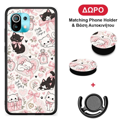 Pink Bows and Kittens Collage - Xiaomi Mi 11 / 11 Pro θήκη + Δώρο Phone Holder & Βάση Αυτοκινήτου