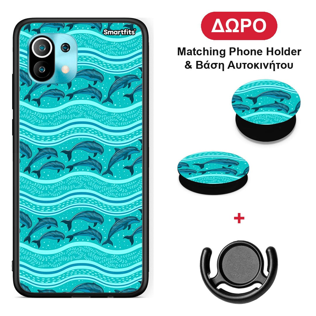 Swimming Dolphins - Xiaomi Mi 11 / 11 Pro θήκη + Δώρο Phone Holder & Βάση Αυτοκινήτου