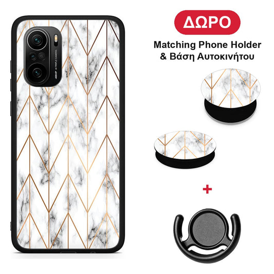 Marble Gold Geometric - Xiaomi Mi 11i θήκη + Δώρο Phone Holder & Βάση Αυτοκινήτου