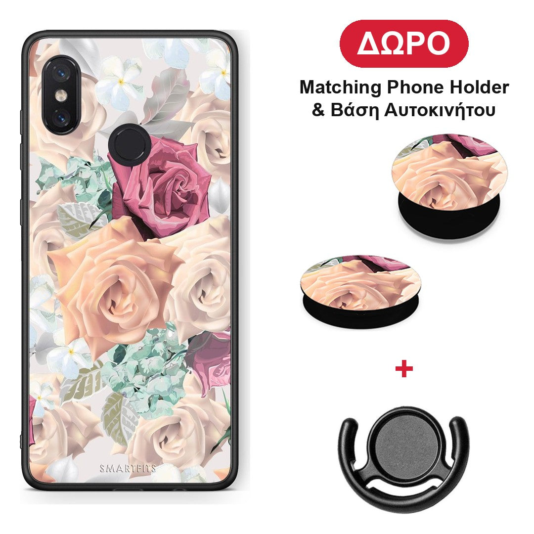 Floral Bouquet - Xiaomi Mi 8 θήκη + Δώρο Phone Holder & Βάση Αυτοκινήτου