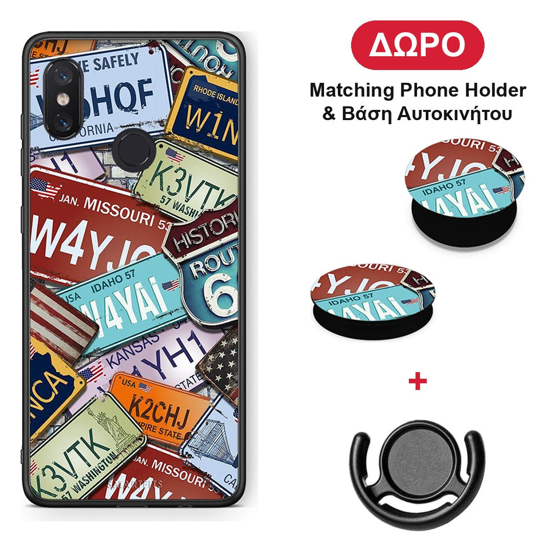 Car Plates - Xiaomi Mi 8 θήκη + Δώρο Phone Holder & Βάση Αυτοκινήτου
